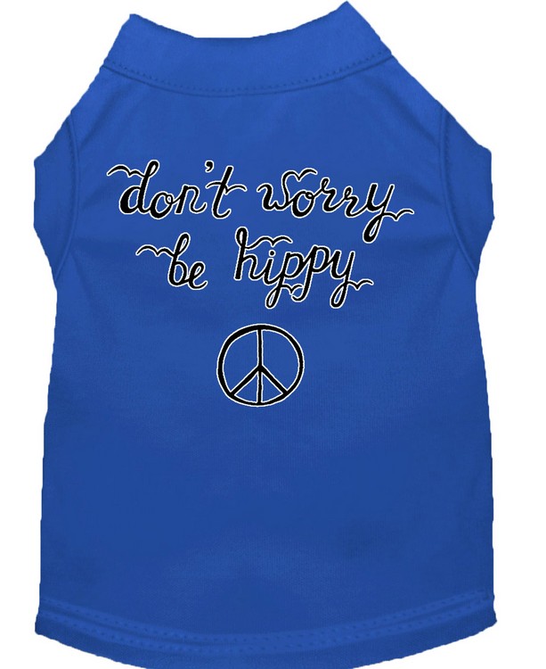 Be Hippy Screen Print Dog Shirt Blue Med